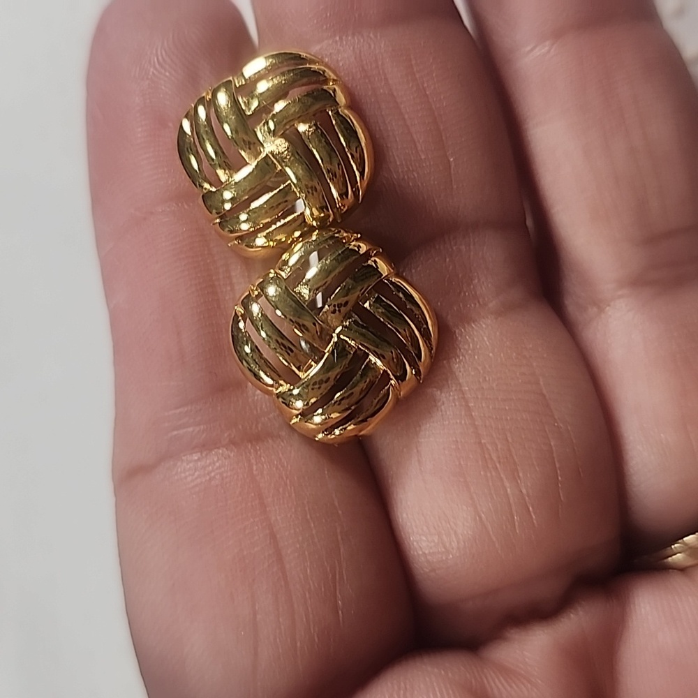 Napier Elegant Gold Plated Woven Earrings. - Picture 6 of 6
